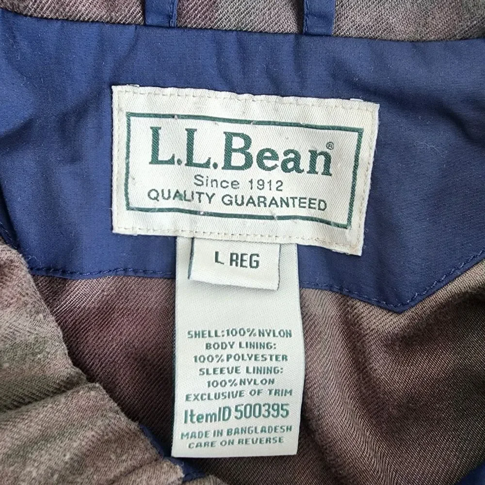 Classic LL Bean Fleece Lined Windbreaker Coat Men' Size Large Reg 100% Nylon